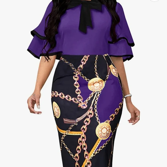 slim fit dress slacks Moya Black & Gold Bodycon Midi Dress With Corsage Detail – Club L London main image 0